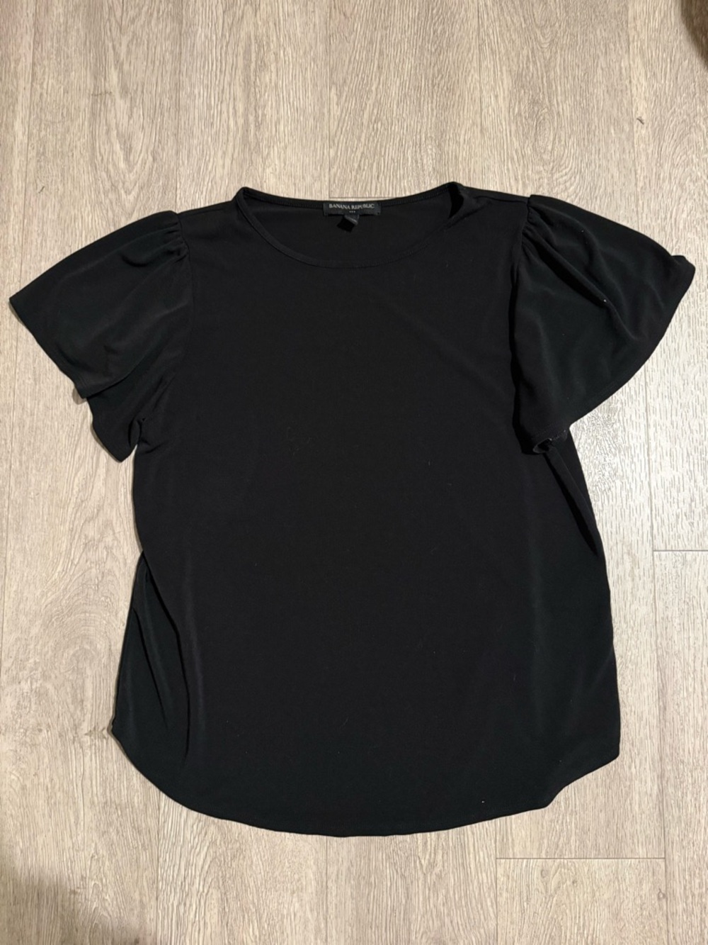 Banana Republic Black Short Flutter Sleeve Blouse